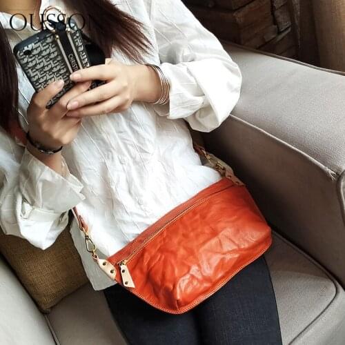 OUSSON New Design Hobos Soft Leather Crossbody Bag Exquisite Female Retro One-Shoulder Bag For Women
