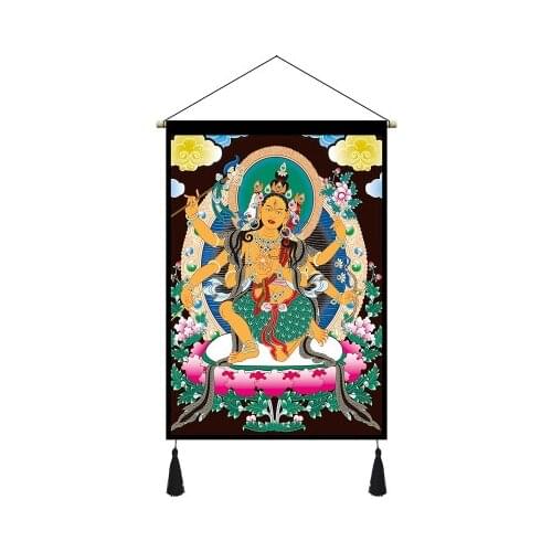 Tibet Silk Embroidery Art Tangka Buddhism Shakyamuni Buddha Statue Painting