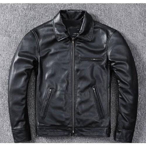 Spring Genuine Leather Jacket.Men Quality Business Casual Soft Sheepskin Coat.Papa Clothes Learher Coats Men Jacket