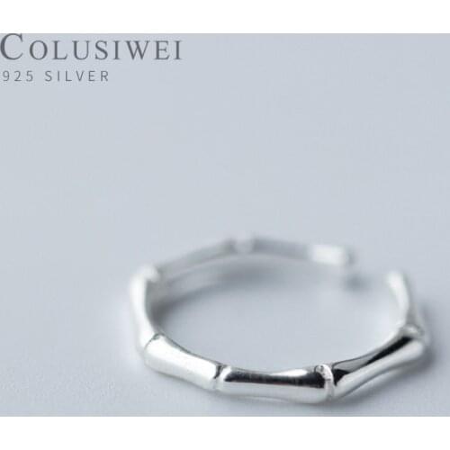 Colusiwei Authentic 925 Sterling Silver Bamboo Open Finger Rings for Women Adjustable Free Size Original Design Jewelry Bijoux