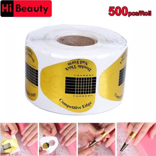 1 Roll 500pcs/roll Nail Polish Curl Form Accessory Nail Form Pro Nail Art Guide Form Acrylic Tips Gel Extension Sticker