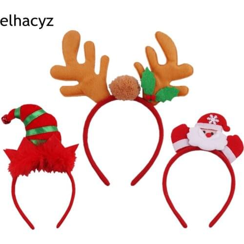 1PC 2021 NEW Christmas Headband Antlers Santa Claus Xmas Tree Hat Hairband For Kids Adult Christmas Party Deals Hair Accseeories