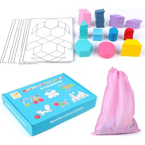 180pcs Wooden Jigsaw Puzzle Set Colorful Creative Tangram 3D Puzzle Baby Montessori Educational Toys Kids Children Learning Toys