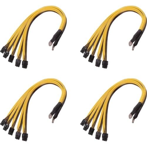 4Pcs 6Pin Connector Sever Power Supply Cable PCIe Express for P3 S7 S9 S11 Bitmain Miner Machine Support Miner PSU Cable