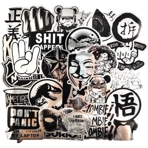 50pcs/pack Metal Wire-Drawing Reflect Light Graffiti Stickers For Notebook Motorcycle Skateboard Computer Mobile Phone