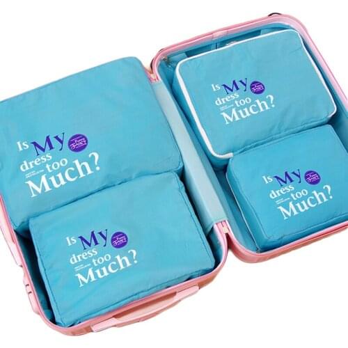 6SET / LOT Fashion Double Zipper Waterproof High Quality Men and Women Luggage Travel Bags Packing Cube Portable Organizer