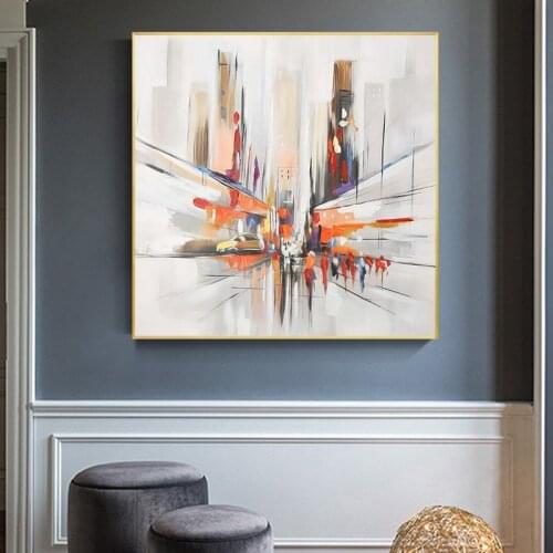 Abstract Art Painting City Street Canvas Painting Wall Art Pictures Canvas Poster Print Living Room Home Decorative Paintings