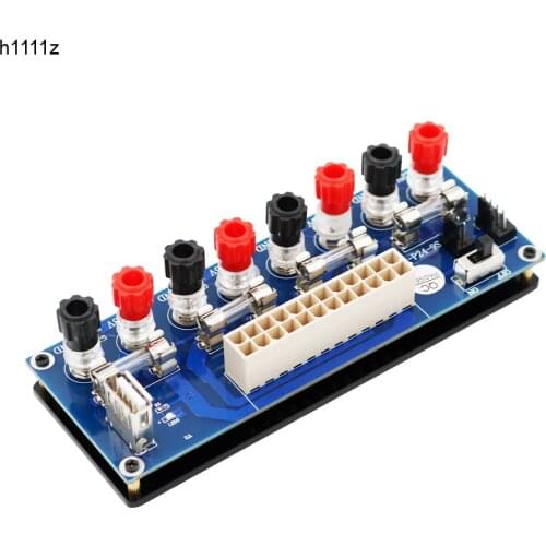 24 pin / 20pin ATX Power Supply Adapter 24Pin ATX Benchtop Computer Power Supply Module Breakout Adapter USB 5V Port with Switch