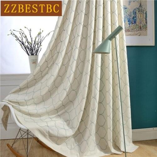 American Beige blue modern pastoral high quality decorative curtains for living room bedroom kitchen hotel custom curtains