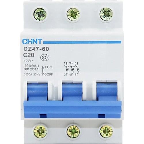 Free shipping Original CHNT C45 Mini Circuit Breaker DZ47-60 3 Poles C Type 60A