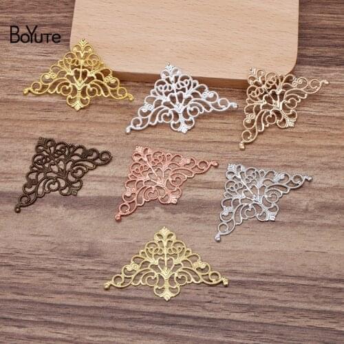 BoYuTe (50 Pieces/Lot) 32*50MM Metal Brass Flower Filigree Findings Diy Hand Made Jewelry Accessories Parts Wholesale