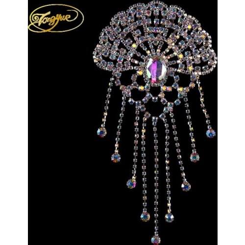 AAA-Grade Flower Crystal Clear Round Glass Trim Applique Sew on Garment Chain Silver Base Dress Belt Rhinestone
