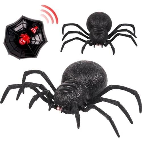 Electronic pet Remote Control Simulation tarantula Eyes Shine smart black Spider Halloween RC Tricky Prank Scary Toy gift