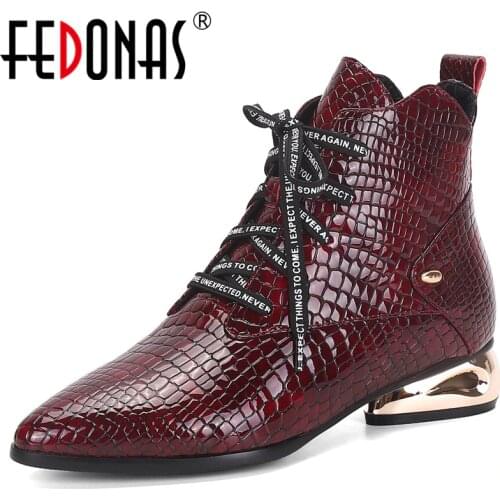 FEDONAS New Animal Prints Genuine Leather Women Ankle Boots Brand Strange Heels Office Party Shoes Woman Winter Chelsea Boots