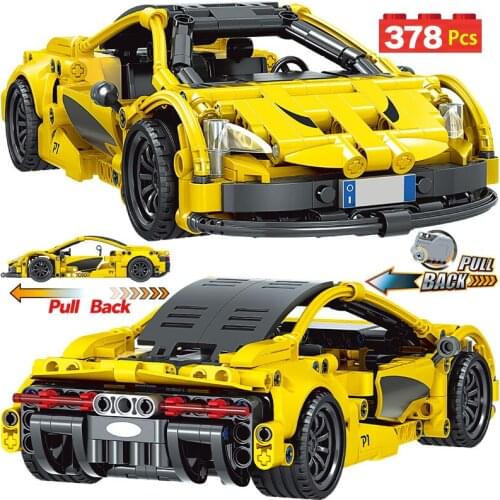 Mould KingToy MOC City Technical Pull Back Racing Car Building Blocks Creator Function Supercar Vehicle Model Bricks Educational