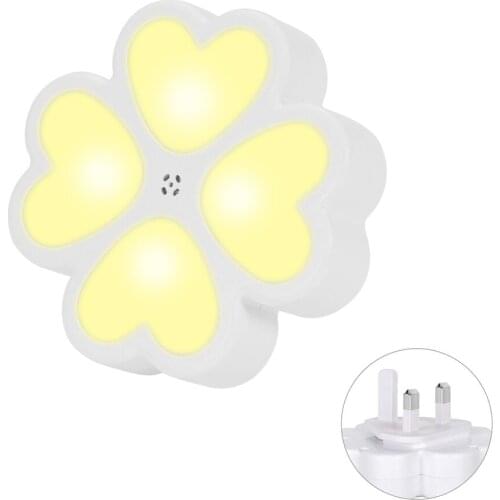 Photosensitive Sensor 4 Leaf Clover Night Light LED Plug-In Night Lamp For Kids Room Bedroom Nursing Hallway Stairs