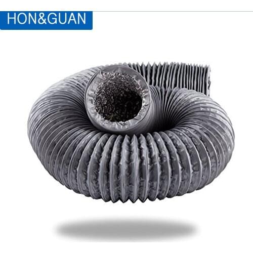 Hon&Guan 10M Flexible Ducting Hose PVC Aluminium Round Ducting Pipe for Air Extractor fan Domestic Ventilation Tube Gray 4~8inch