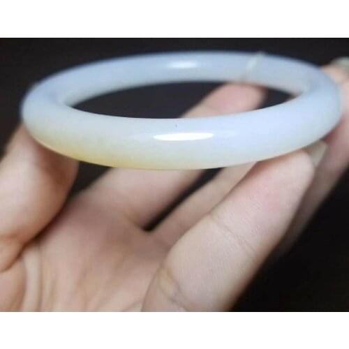 J41#Russian material and Tianyu sugar white jade round bracelet