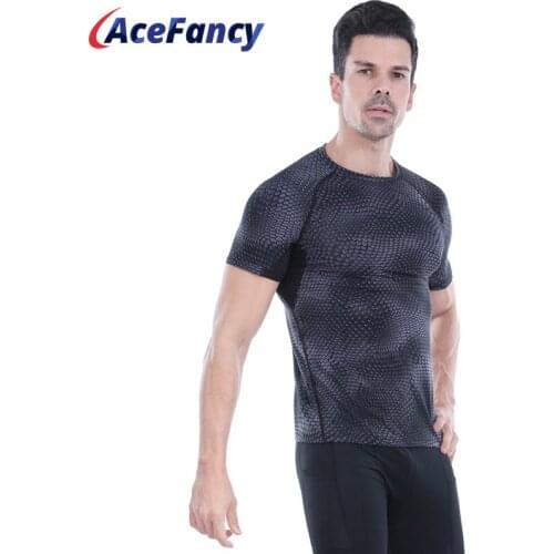 Compression Fast Dry T-shirt Men Gym Shortsleeve Skinny Tops 71601 Male Sportwear Gym Clothes Outdoor Sports Running T-Shirt