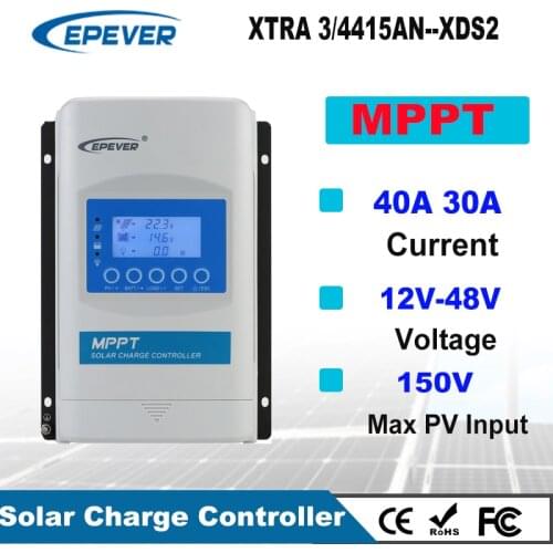 EPever XTRA Series MPPT Solar Charge Controller 30A 40A LCD Solar Regulator 12V 24V 36V 48V Auto XTRA3415N XTRA4415N TOP Selling