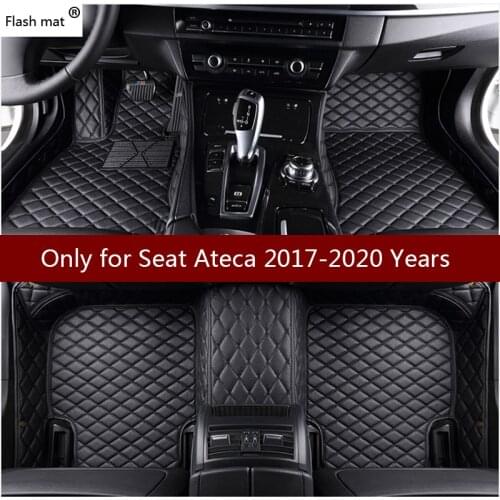 Flash mat leather car floor mats for SEAT Ateca 2017 2018 2019 2020 Custom auto foot Pads automobile carpet covers
