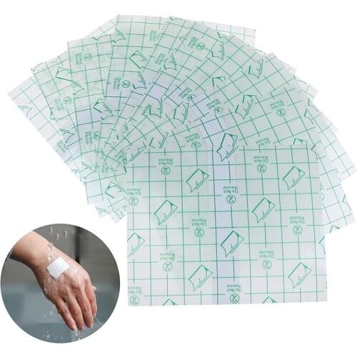 10Pcs Tape Waterproof Adhesive Bandage Breathable Transparent Plaster Anti-allergic Wound Dressing Fixation