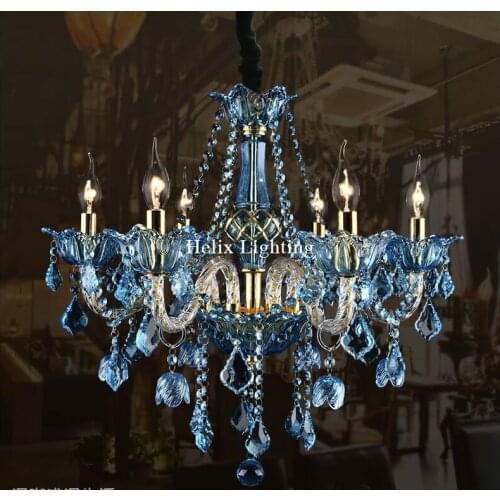 Tiffany E14 European Blue Clear Crystal Chandelier Lighting Tiffany Crystal Chandelier For Bedroom Dinning Room Lounge Light
