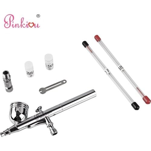 Pinkiou Trigger Control Airbrush Kit 0.2/0.3/0.5mm Needle For Foundation Makeup,Cake Coloring,Airbrush For Nails Art