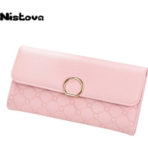 Womens new high quality PU leather long wallet solid color large-capacity wallet multi-card wallet fashion mobile phone bag