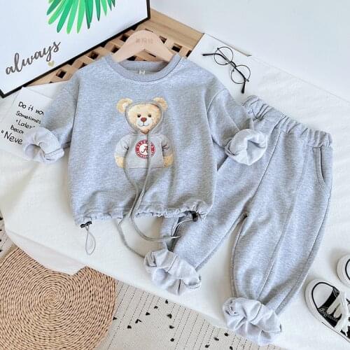 2021 Autumn New Fashion Unicorn Clothing Sets Baby Girl Clothes Winter Casual Printing Sweatshirt + Pant 2 Pieces Suit 3-8 Age