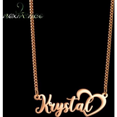Nextvance Custom Name Necklace Stainless Steel Heart Pendant Box Chain Necklaces Gold For Woman Lover Anniversary Jewelry Gift
