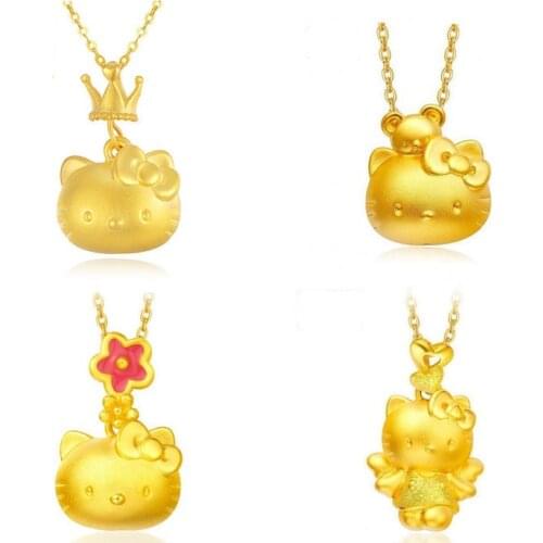 2020 Cartoon KT Pendant Necklace Female Plated Kitten Pendant 3D Product Cute Multi-styling KT cat Jewelry