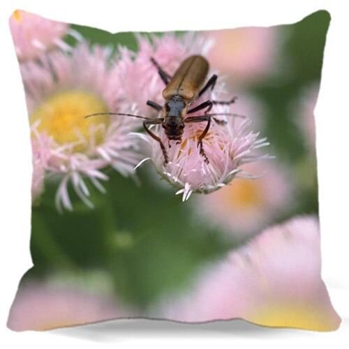 Bee Pink Chrysanthemum Home car Decorative cushion Cover Square Cotton polyester Living room Bedroom sets 16" 18" 19" 9 style