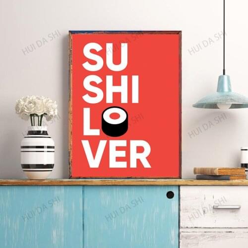 Sushi Poster Print,Kitchen Decor,Sushi Lover,Gift,Food Wall Art,Japanese Food,Japan,Maki,Tekka,Kappa,Kitchen Sign,Red,Orange