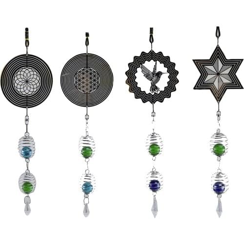 Metal Wire Wind Chimes With Beads Tassel Pattern Hanging Decorations