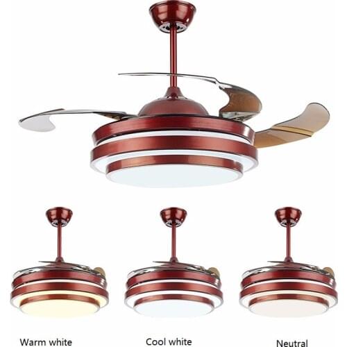 Ceiling fans lamp 42 inch 108cm LED living room ceiling light 85-265V brown Dimming remote control free shopping ceiling fan