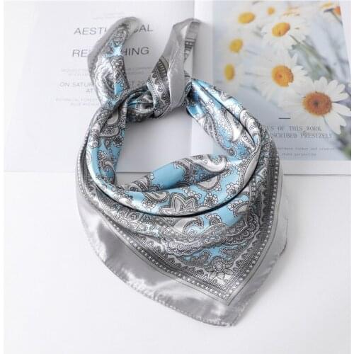 Luxury Fashion Silk Square Scarf For Women 60*60cm Satin Neck Hair Tie Band Bag Warp Soft Neckerchief Hijabs Head Female Foular