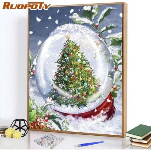 RUOPOTY Frame Oil Painting By Numbers Arkwork decor Gift Painting By Numbers Christmas Art Acrylic For Adult