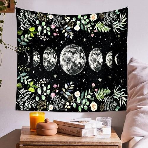 Moonlit Garden Tapestry Luxury Butterfly Moon Phase Flower Wall Hanging for Bedroom Home Living Room Office New