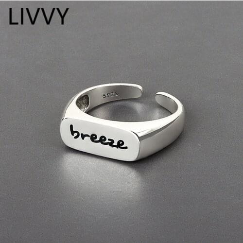 LIVVY Silver Color Open Ring INS Minimalist Irregular Wavy Smooth Opening Argent Rings Party Gifts Accessories
