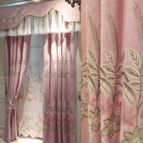 European-style Lotus Curtains for Living Room Bedroom dining room Luxury Villa Guest Curtains Embroidered beautiful Curtains