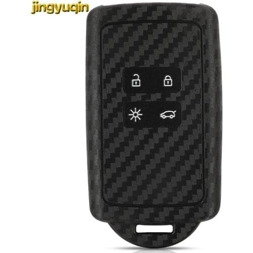 Jingyuqin Remote Car Key Carbon Silicone Case Cover For Renault Espace 5 Megane 4 Talisman 2016 Kadjar 2015 4 Buttons