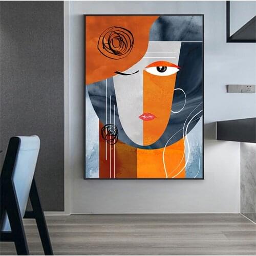 Modern Abstract Faces Geometric Canvas Painting Contemporary Wall Art Pictures Poster and Prints Living Room Home Decoration