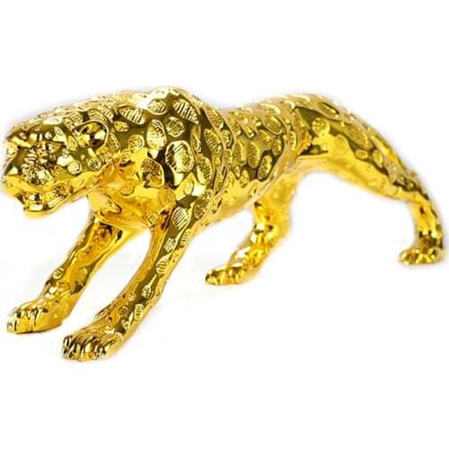 Modern abstract golden leopard sculpture resin leopard statue wild animal decoration gifts crafts decoration accessories