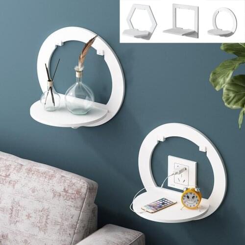 Punch-free Bedside Shelf Organize Stand Living Room Creative Bedroom Wall Rack Shelf Decoration