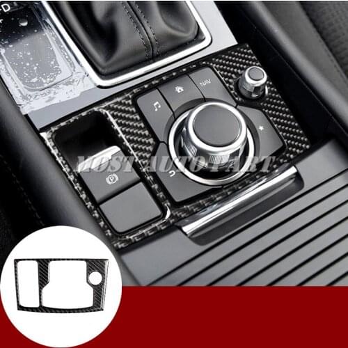 Carbon Fiber Inner Console Multimedia Button Trim Cover For Mazda 3 2017-2018 Car accesories interior Car decoration