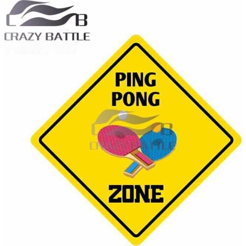 Crazy Battle 13cm x 13cm Ping Pong Zone Funny Car Stickers Scratch-Proof Decal Personality Creative Car Door Protector Decor