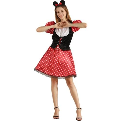 Snailify Halloween Costume For Women Miss Mouse Costume Red Fancy Dress With Headband Set 2020 New Arrival Adult Costume
