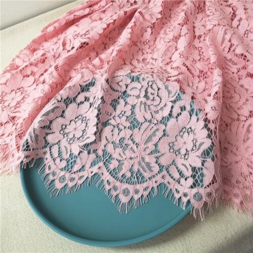 1.5M*1.5M/Piece Pink Lash Embroidery Eyelash Lace Fabrics Cotton Cord Lash Wedding Dress Clothes Accessories