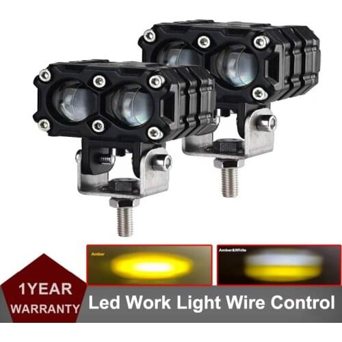 1pcs/1pair White/Amber Strobe Led Work Light Bar Wire Control LED Driving Light flash 6000K Fit For Offroad SUV UTE Boat